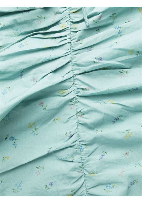 Light blue floral-print puff-sleeved dress - women GANNI | F7722773
