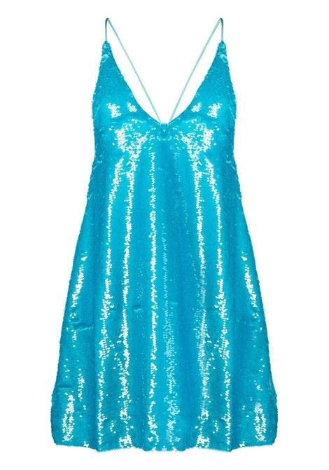 Blue sequin-embellished mini dress - women GANNI | F7740803