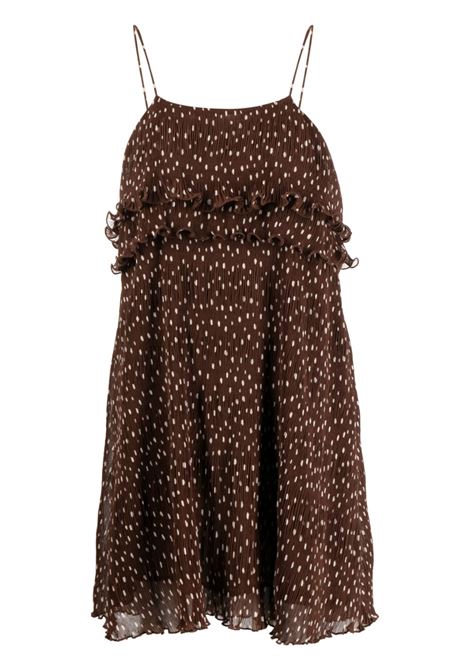 Brown polka dot dress - women GANNI | F7745497