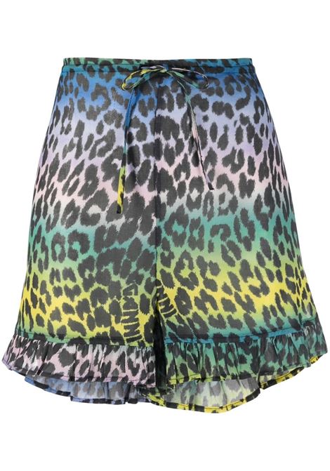 Shorts leopardati con vita elasticizzata in multicolore - donna GANNI | Shorts | F7748999