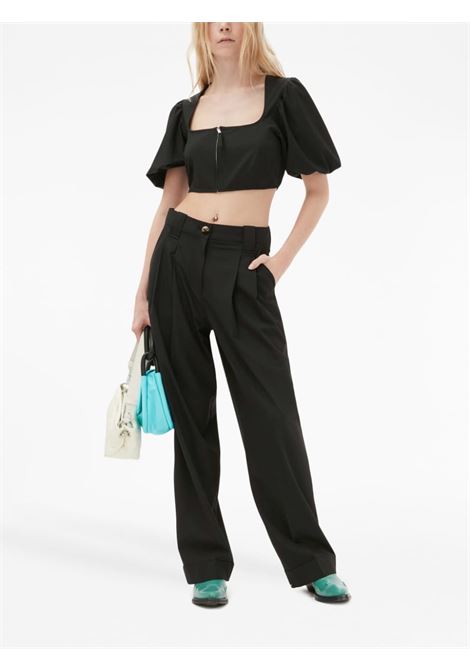 Black wide-leg tailores trousers - women GANNI | F8075099