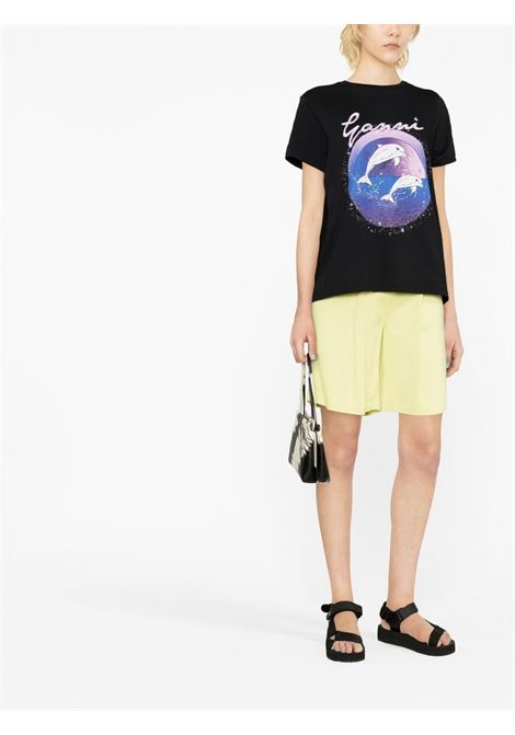 Black dolphins-print T-shirt - women GANNI | T3591099