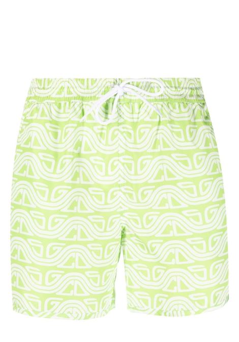 Lime abstract-print swim shorts - men GCDS | SS23M06070951