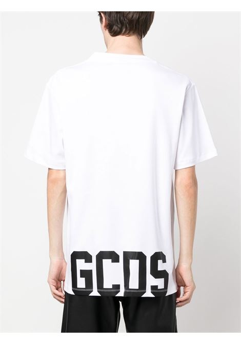 T-shirt con stampa logo in bianco - uomo GCDS | SS23M13020401