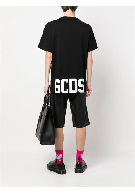 Black logo-print T-shirt - men GCDS | SS23M13020402