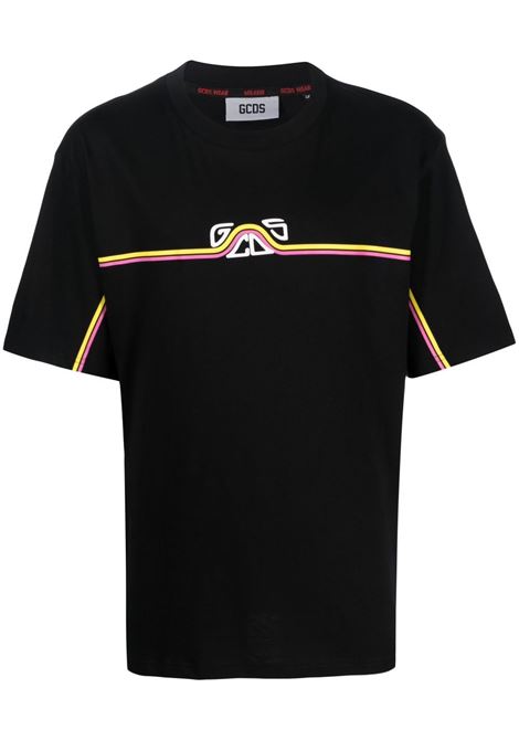 T-shirt con stampa logo in nero - uomo GCDS | SS23M13063302