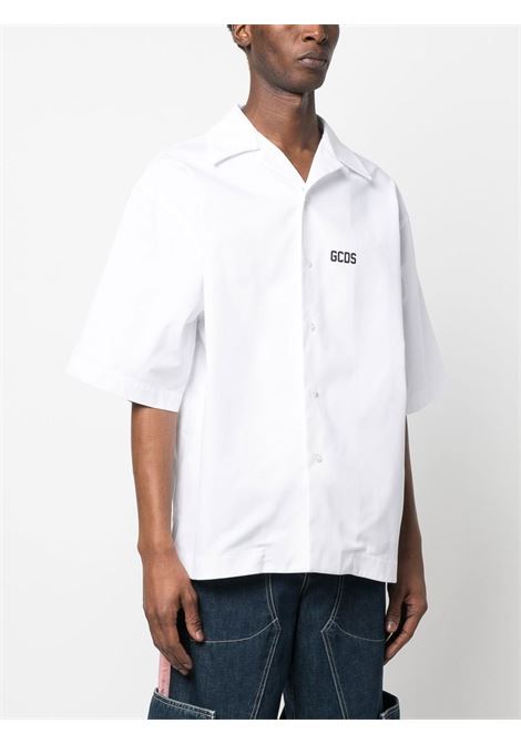 White logo-print bowling shirt - men GCDS | SS23M24025601
