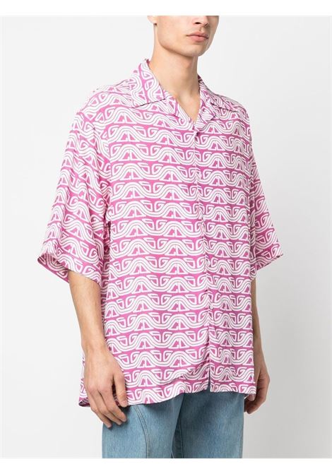 Fuchsia wave printed bowling shirt - men GCDS | SS23M24072347