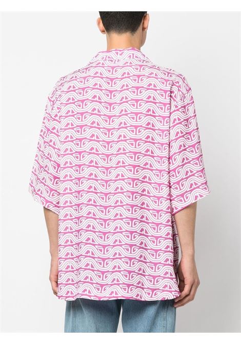 Fuchsia wave printed bowling shirt - men GCDS | SS23M24072347