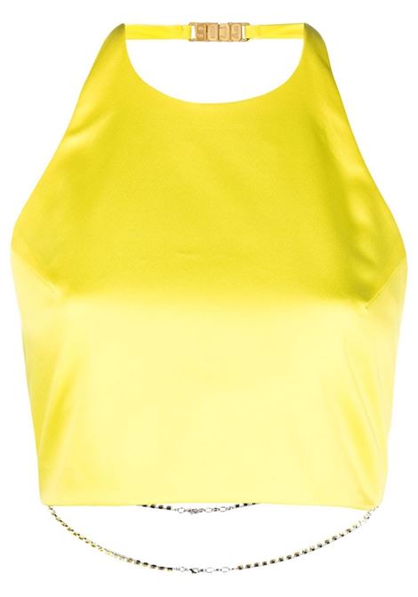Yellow rhinestone-embellished cropped top - women GCDS | SS23W14041043