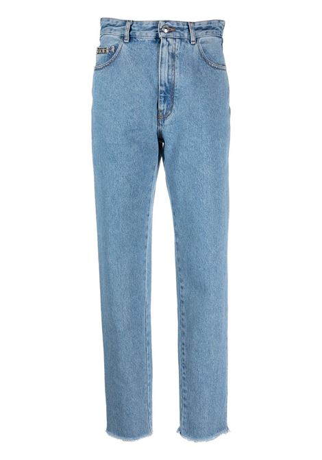 Blue crystal-embellished detail straight jeans - women GCDS | SS23W35020555