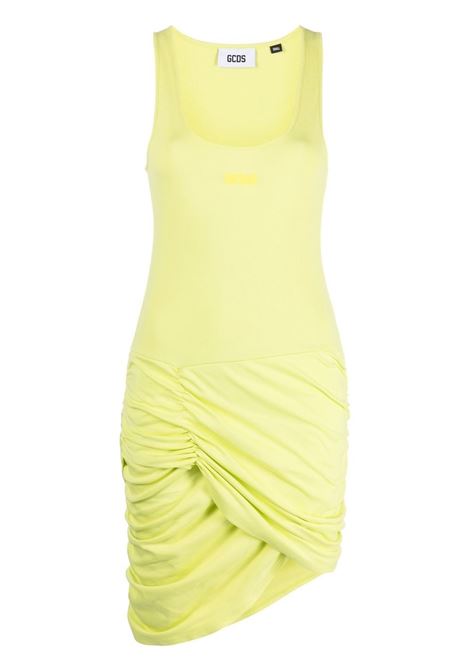 Lime green gathered-detail sleeveless dress - women GCDS | SS23W59011251
