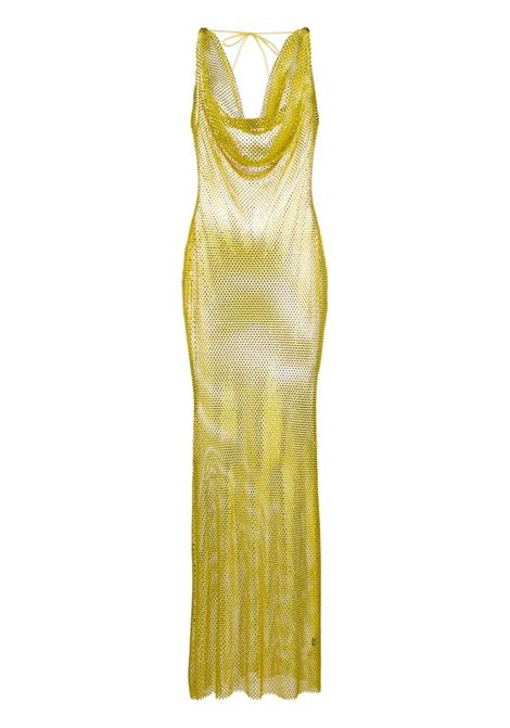 Yellow crystal-embellished cowl-neck maxi dress - women GIUSEPPE DI MORABITO | 085LD24039