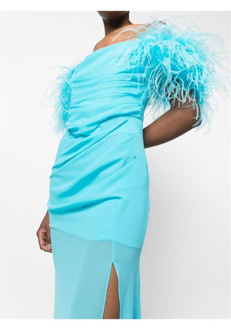Blue feather-trim maxi dress - women GIUSEPPE DI MORABITO | 088LDP21561
