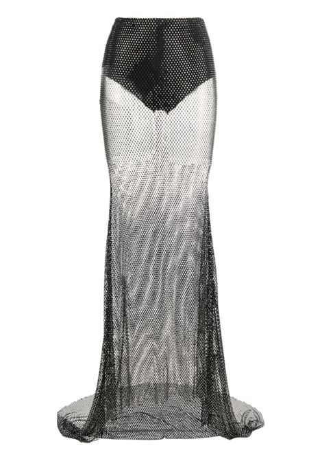 Black rhinestone-mesh maxi skirt - women GIUSEPPE DI MORABITO | 093SK24010