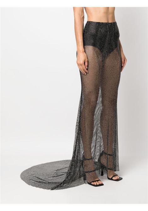 Black rhinestone-mesh maxi skirt - women GIUSEPPE DI MORABITO | 093SK24010