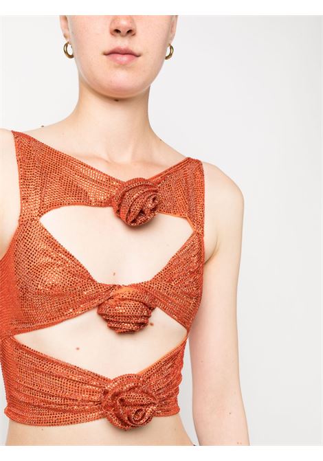 Top con cut-out e cristalli in arancione - donna GIUSEPPE DI MORABITO | 182TOC21245