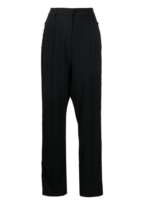 Black lace-up detail straight-leg trousers - women GIUSEPPE DI MORABITO | PS23065PA22410