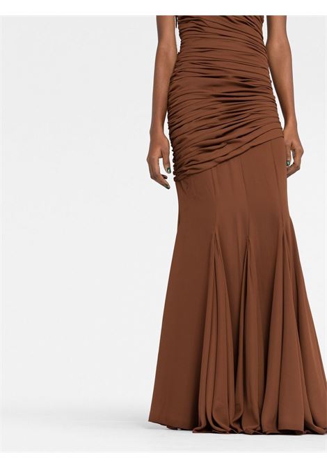 Brown one-shoulder ruched gown - women GIUSEPPE DI MORABITO | PS23073LD23258