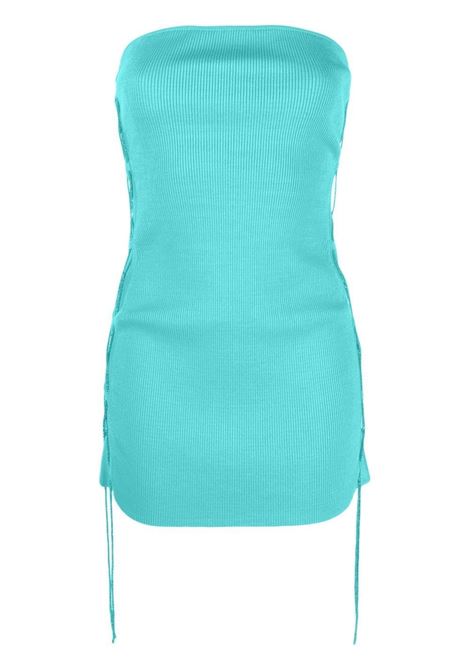 Blue drawstring-embellished strapless minidress - women GIUSEPPE DI MORABITO | PS23213KN7955