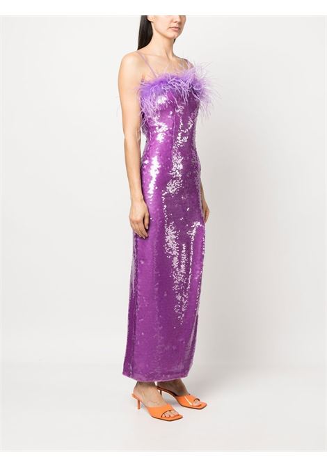 Purple feather-detail sequin maxi dress - women GIUSEPPE DI MORABITO | PS23294DRP22709