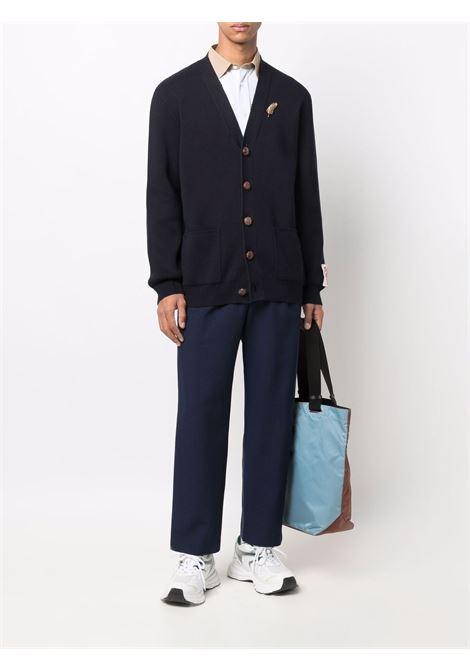 Blue feather-pin knitted cardigan - men GOLDEN GOOSE | GMP00945P00066250486