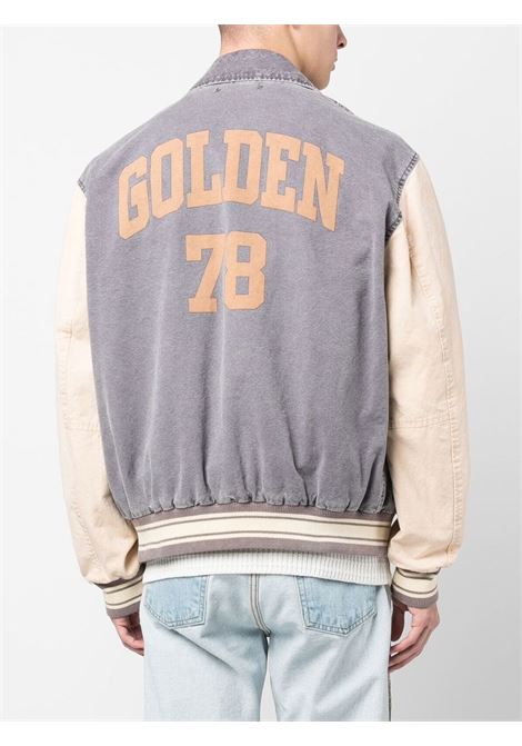 Grey and beige  logo-print bomber jacket - men GOLDEN GOOSE | GMP01310P00104882236
