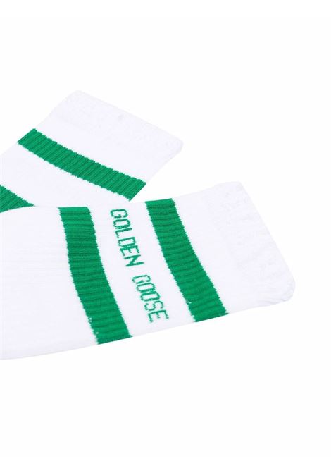 White and green logo-intarsia ribbed-knit ankle socks - men GOLDEN GOOSE | GUP00883P00048781237