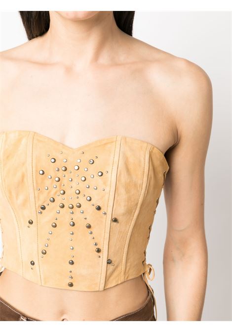 Beige crystal-embellished corset top - women GUESS USA | W2BH02L0R20TN