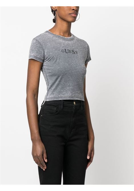 Grey logo-embroidered t-shirt - women GUESS USA | W2BP00KBAX0JBLK