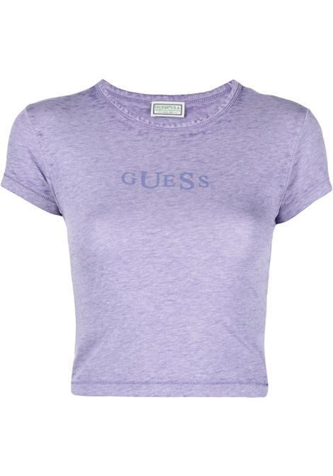 T-shirt con logo in lilla - donna GUESS USA | W2BP00KBAX0PRPL