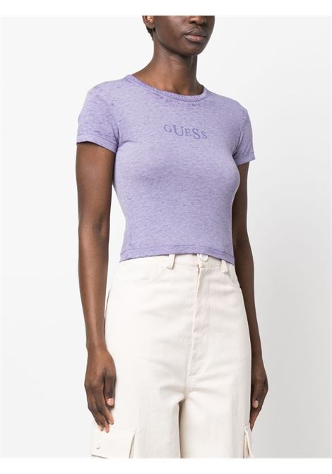 Lilac logo-embroidered t-shirt - women GUESS USA | W2BP00KBAX0PRPL