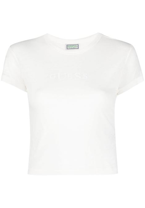 T-shirt con logo in bianco - donna GUESS USA | W2BP00KBAX0WHT