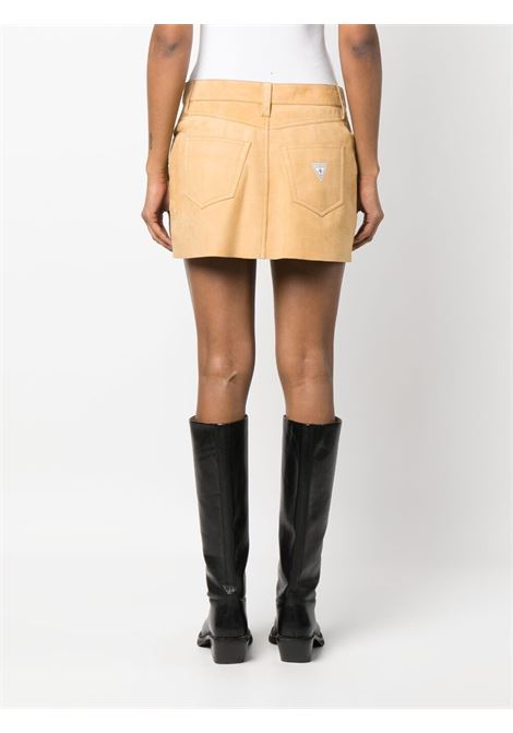 Beige logo-patch skirt - women GUESS USA | W3GD01L0SE0TN