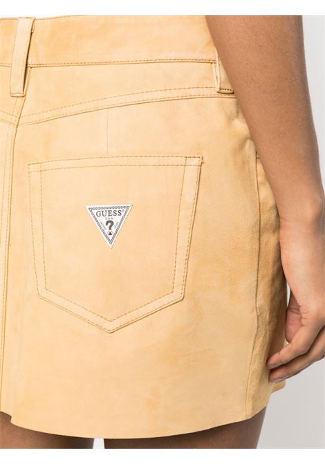 Beige logo-patch skirt - women GUESS USA | W3GD01L0SE0TN