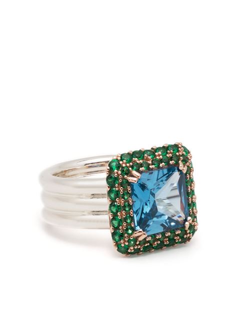 Light blue square crystal-embellished ring - women HATTON LABS | HLE32103