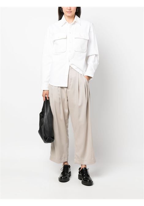 Light taupe high-waisted cropped trousers - women  HED MAYNER | HM00P66GREYGE