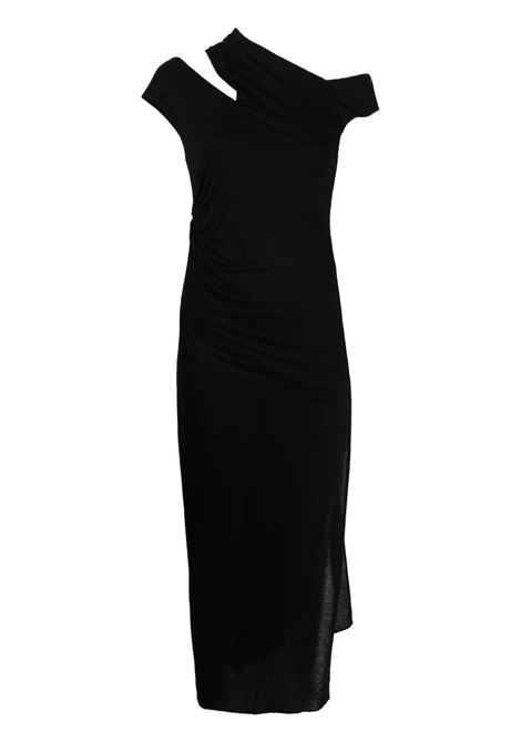 Black asymmetric jersey midi-dress - women HELMUT LANG | M10HW601YVM