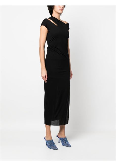 Black asymmetric jersey midi-dress - women HELMUT LANG | M10HW601YVM