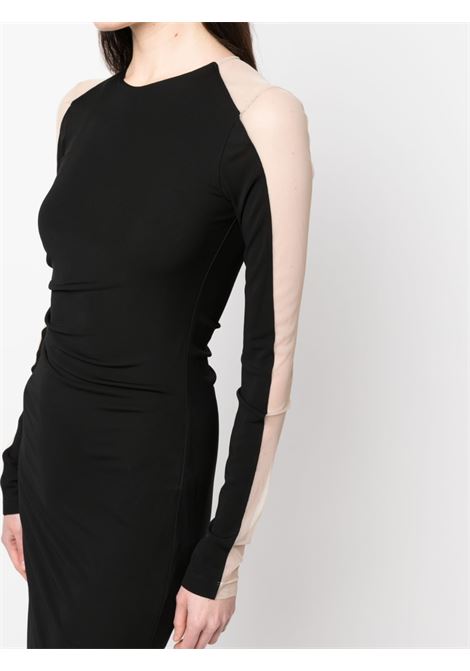 Black mesh-panelled jersey midi dress - women HELMUT LANG | N01HW604001