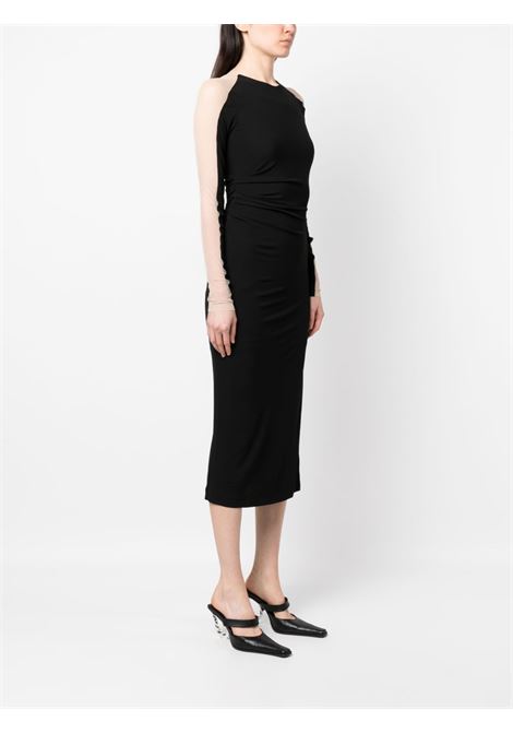 Black mesh-panelled jersey midi dress - women HELMUT LANG | N01HW604001