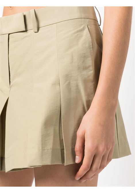 Olive green pleat-detail short shorts - women HELMUT LANG | N02HW2031FX