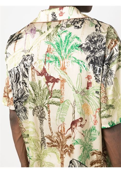 Beige and multicolour Jungle-print short-sleeve shirt - men IH NOM UH NIT | NUS23237P06