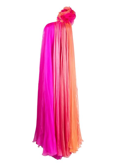 Multicolored floral-appliqu? pleated one-shoulder gown - women IRIS SERBAN | 13SAYASSMPL