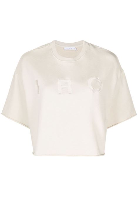 Embroidered crop t-shirt beige - women IRO | 23SWP14OLINDAECR09