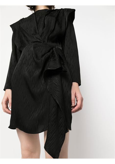 Black long-sleeved draped jacquard dress - women IRO | 23SWP33HIARIBLA01
