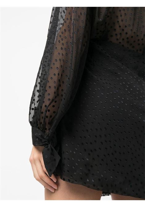 Black v-neck semi-sheer wrap dress - women IRO | 23SWP33RICARDABLA01