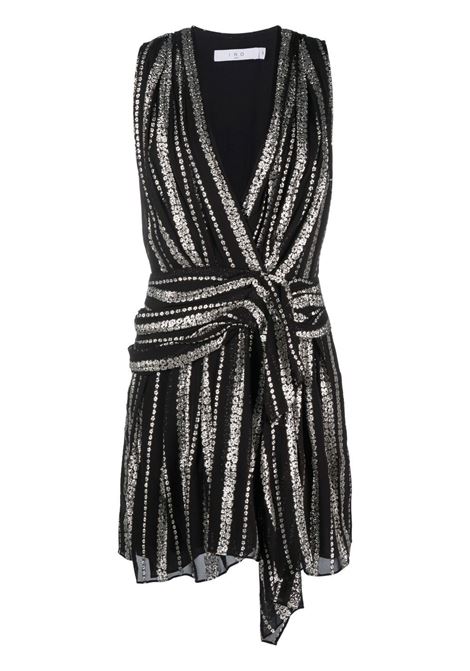 Black and silver draped-detail mini dress - women IRO | 23SWP33VALENTABLA25