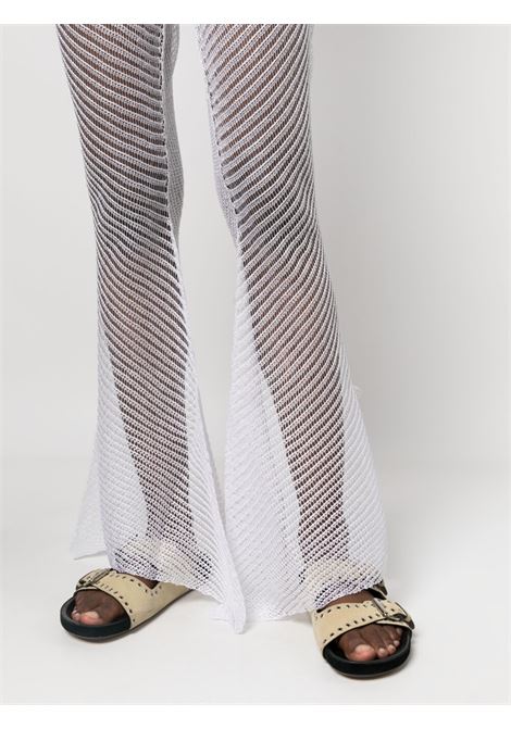 White open-knit sheer flared trousers - women ISA BOULDER | RS23PT8CHLK