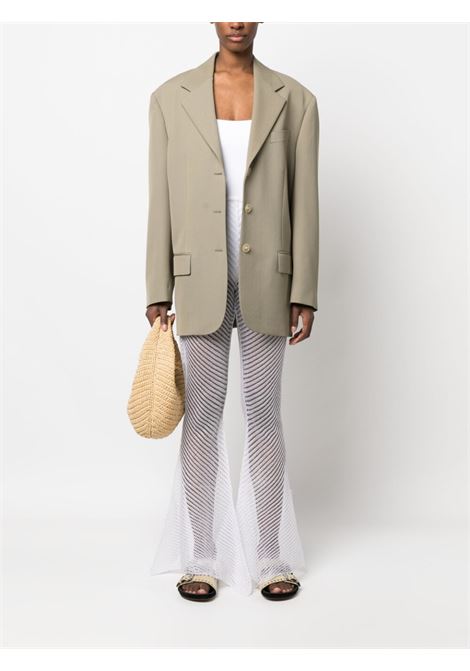 White open-knit sheer flared trousers - women ISA BOULDER | RS23PT8CHLK